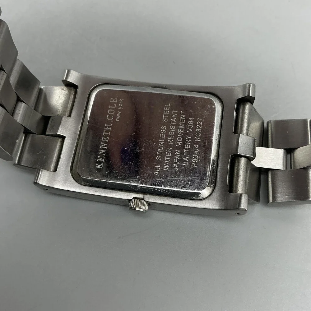 Kenneth Cole KC3227 Women Watch 27mm Silver Tone Stainless Date New Battery 6.5